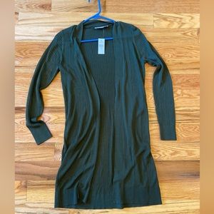 Loft long green open front cardigan